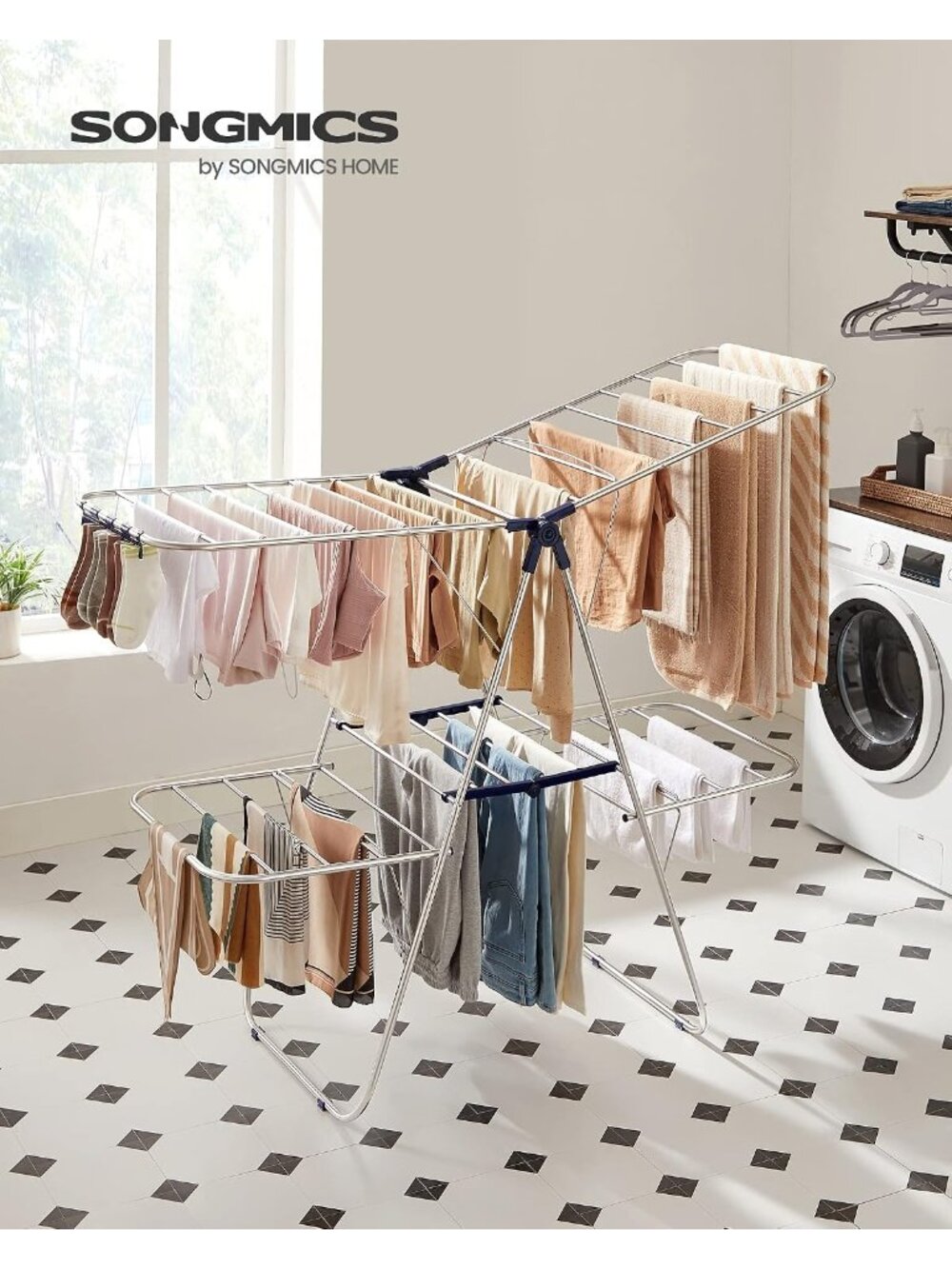 New Clothes Drying Rack, Foldable 2-Level Stee Laundry Drying Rack - Picture 3 of 9